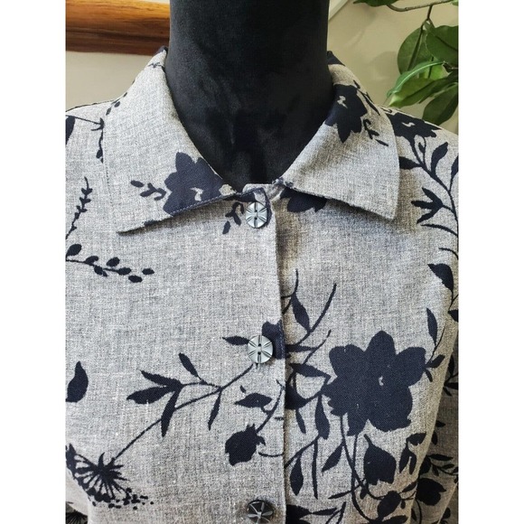 Draper's & Damons Women's Gray Floral Polyester Buttons Front Jacket Blazer PL - Picture 3 of 12